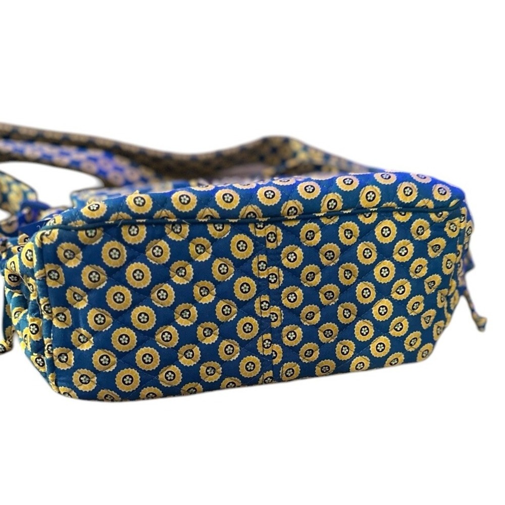 Vera Bradley Riviera‎ Blue Lindsay Messenger Shoulder  Bag Yellow Flowers New - Picture 4 of 9